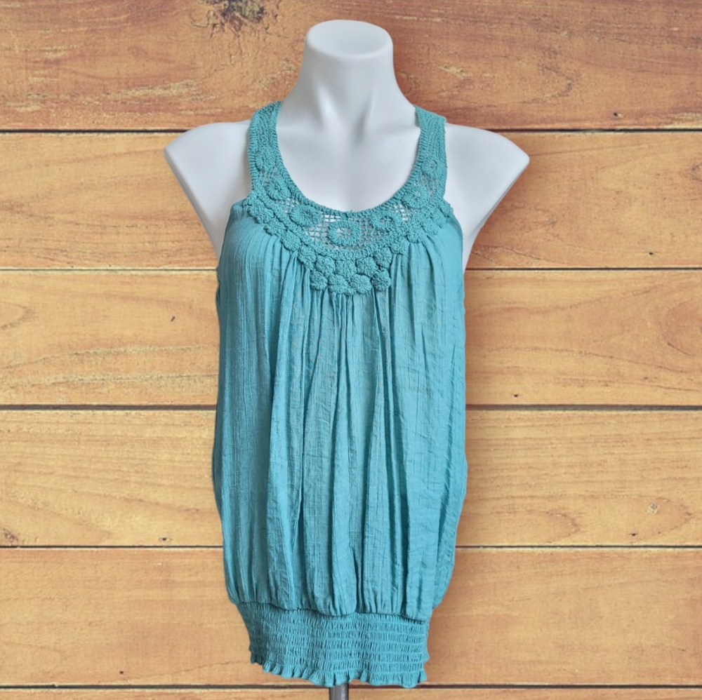 Edge Design by Mine Large Boho Turquoise Tank Top